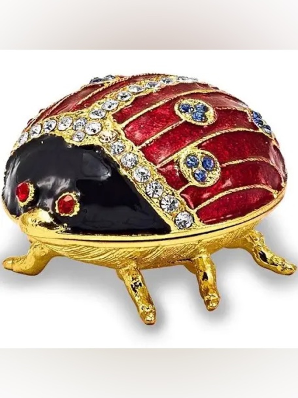 Decorative Red and Gold Ladybug Trinket Box